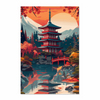 Japanese Temple on the River - Poster